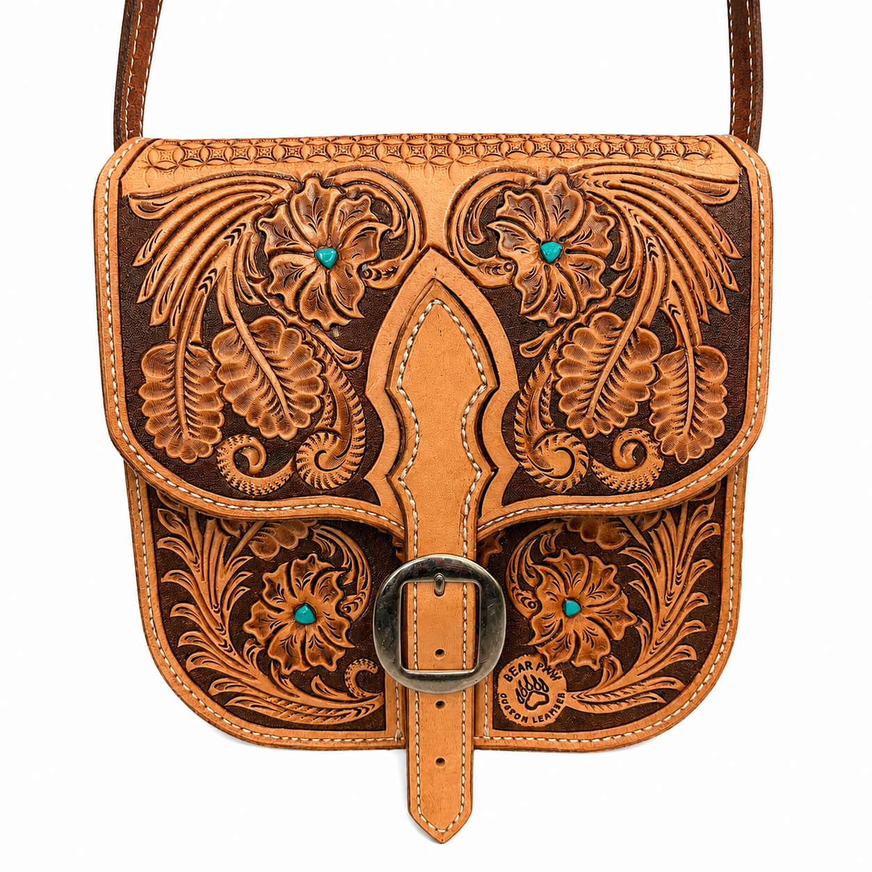 Hand-Tooled Leather Purse – Medium