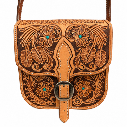 Hand-Tooled Leather Purse – Medium