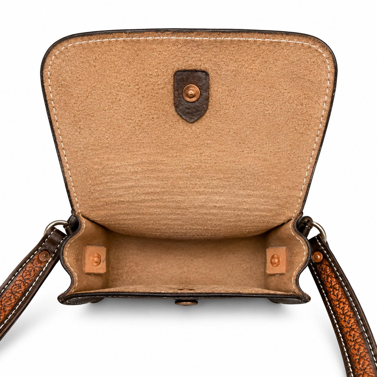 Hand-Tooled Leather Crossbody Purse – Small