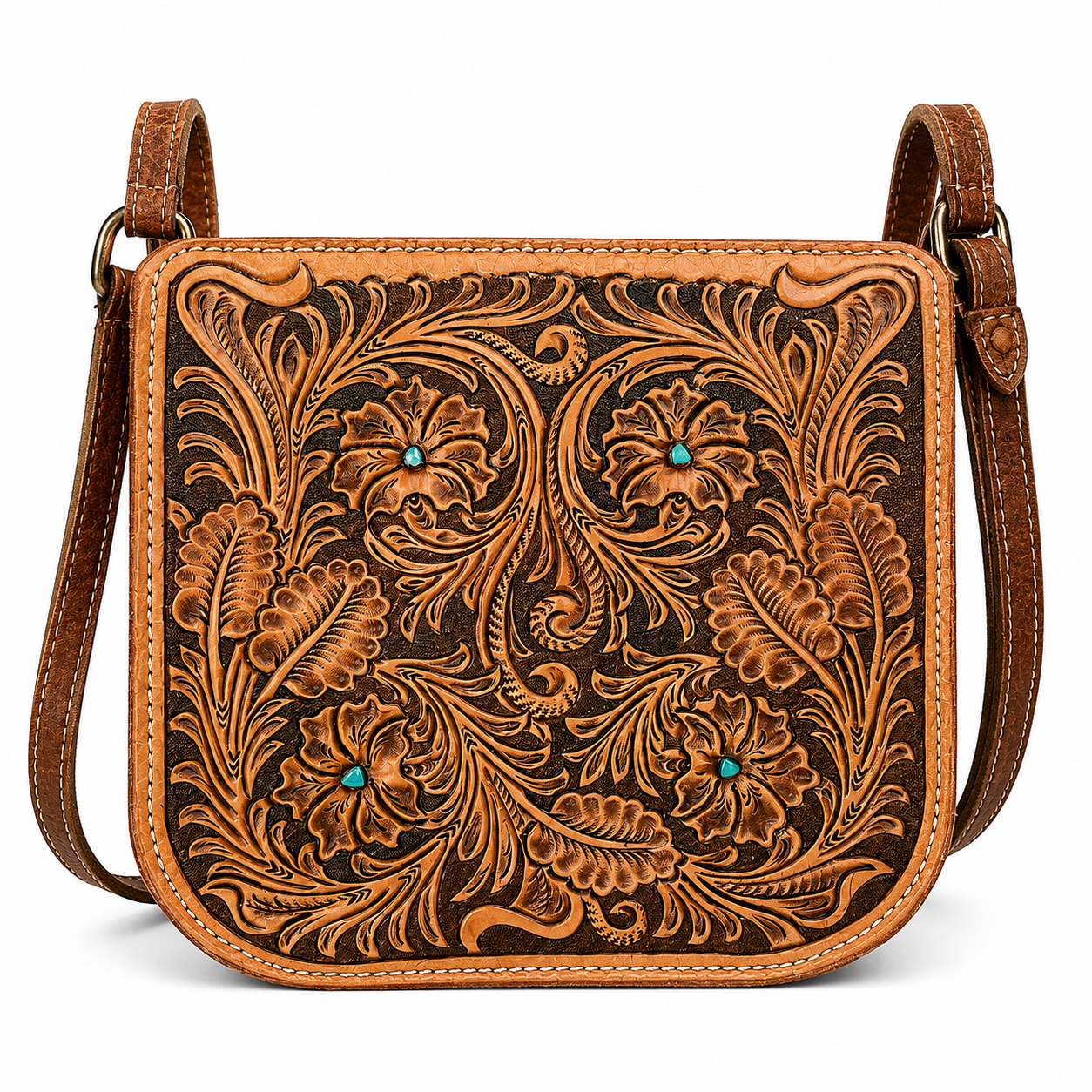 Hand-Tooled Leather Purse – Medium